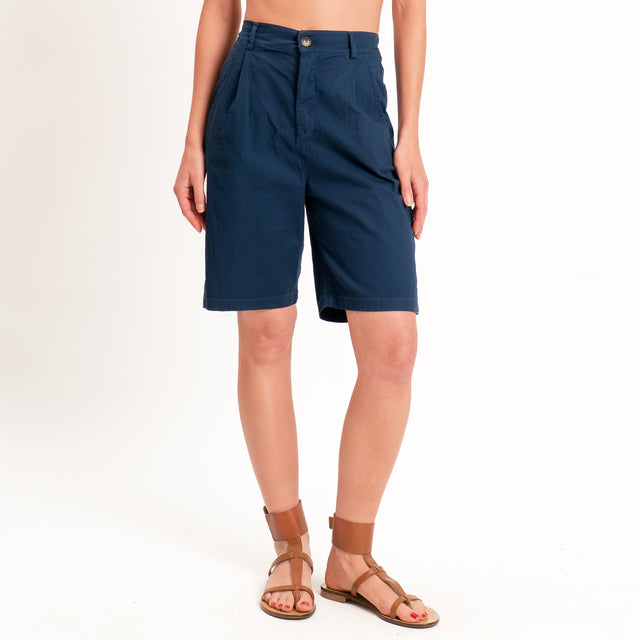 Zeroassoluto-Bermuda LORA cotone elastico dietro - blu