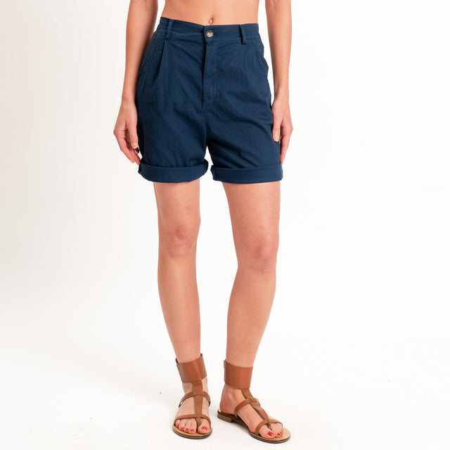 Zeroassoluto-Bermuda LORA cotone elastico dietro - blu