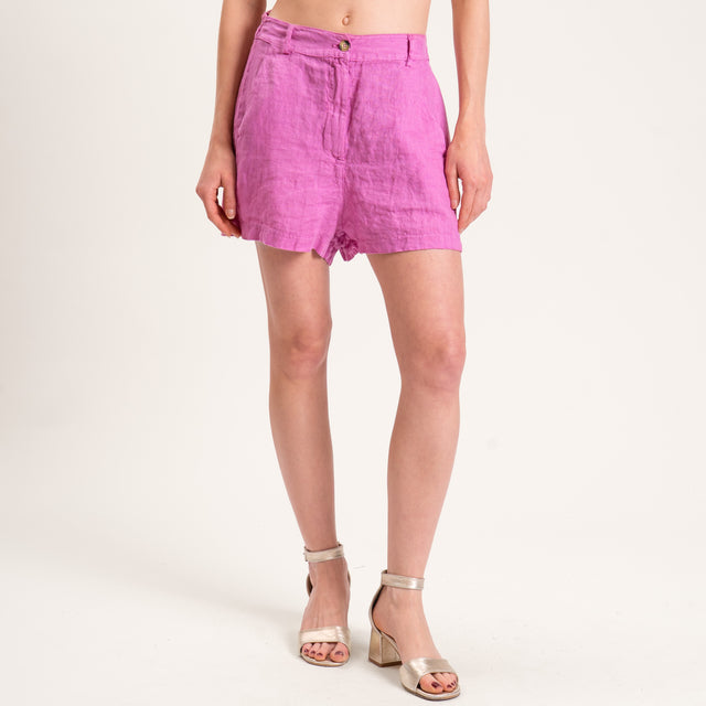 Motel-Shorts in lino elastico in vita - orchidea