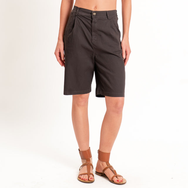 Zeroassoluto-Bermuda LORA cotone elastico dietro - choco