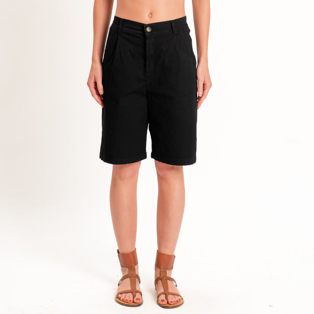 Zeroassoluto-Bermuda LORA cotone elastico dietro - nero
