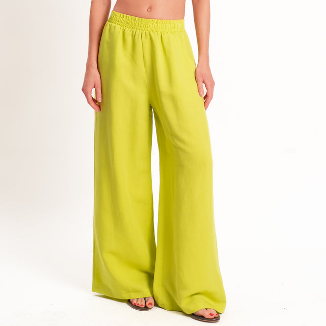 Motel-Completo top a fascia+pantalone misto lino - lime
