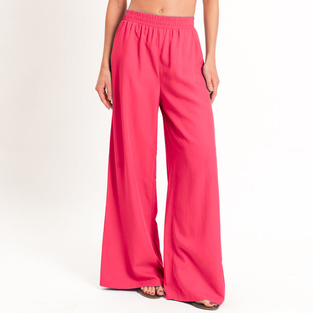 Motel-Completo top a fascia+pantalone misto lino - fucsia