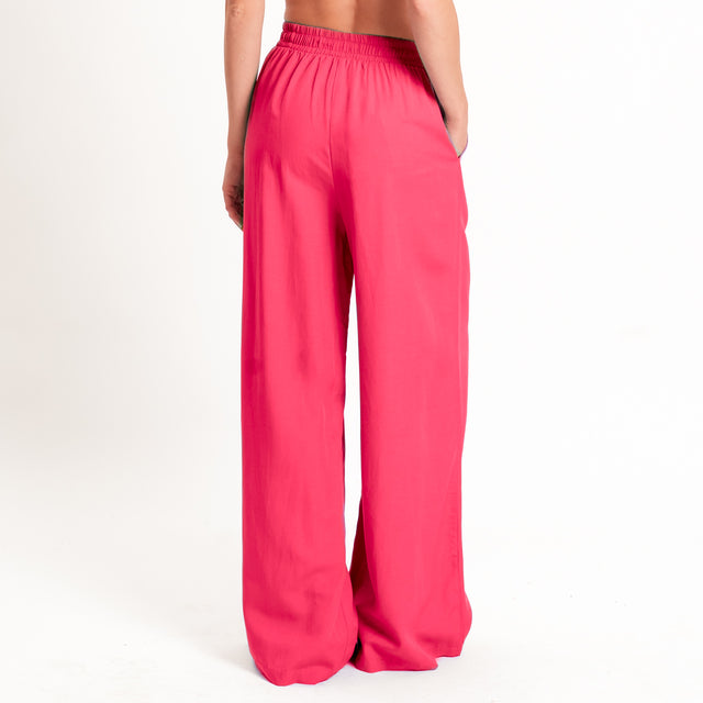 Motel-Completo top a fascia+pantalone misto lino - fucsia