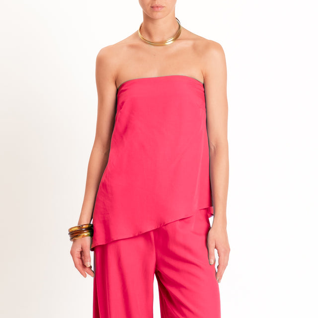 Motel-Completo top a fascia+pantalone misto lino - fucsia