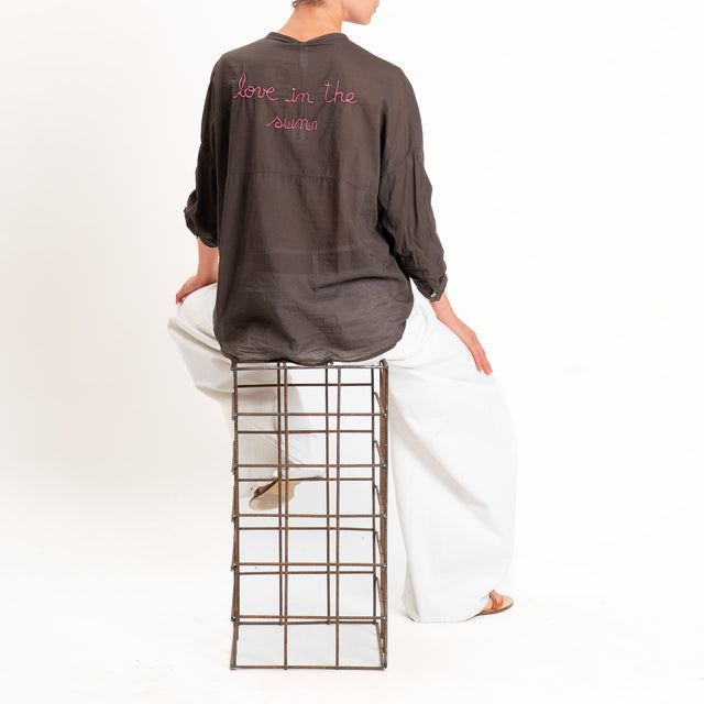 Tensione in-Camicia mussola "LOVE IN THE SUN" - cocco