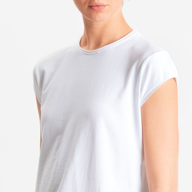 Zeroassoluto-T-shirt taglio vivo in jersey elasticizzato - bianco