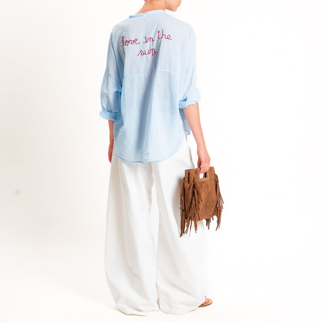 Tensione in-Camicia mussola "LOVE IN THE SUN" - sky