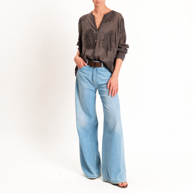 Motel-Camicia mussola con ricami - cocco