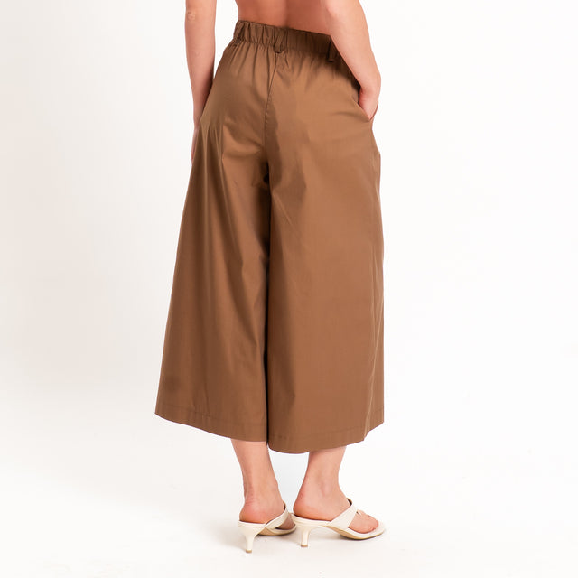 Dixie-Completo top+pantalone in popeline - tabacco