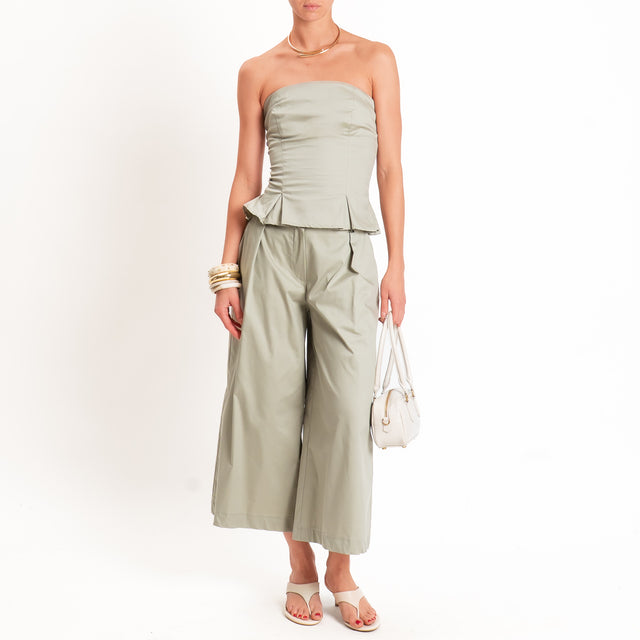 Dixie-Completo top+pantalone in popeline - salvia