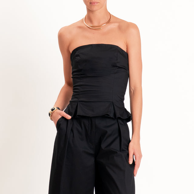 Dixie-Completo top+pantalone in popeline - Nero
