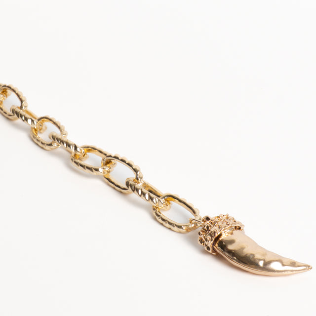 W by whitemood- Collana martellata con corno - gold
