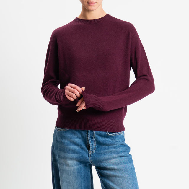 Tensione in-Maglia girocollo 100% LANA - vino