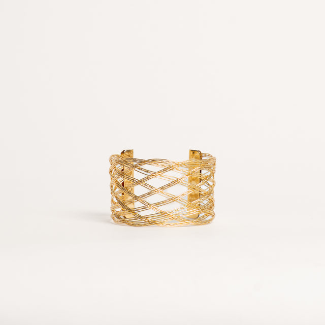Pulsera rígida trenzada W by Whitemood - oro