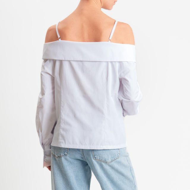 Haveone-Camicia scollo shiffer doppio tessuto - Bianco