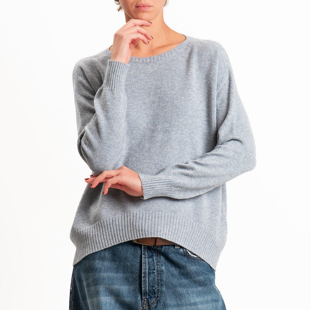 Zeroassoluto-Maglia scatola stondata bordi a coste - perla
