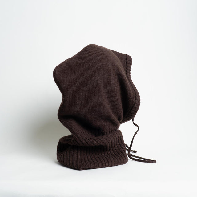Vicolo-Balaclava misto cashmere con coulisse - moro