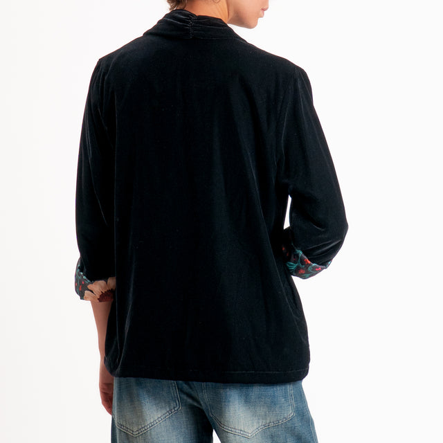 Wu'side-Kimono corto velluto ciniglia - nero