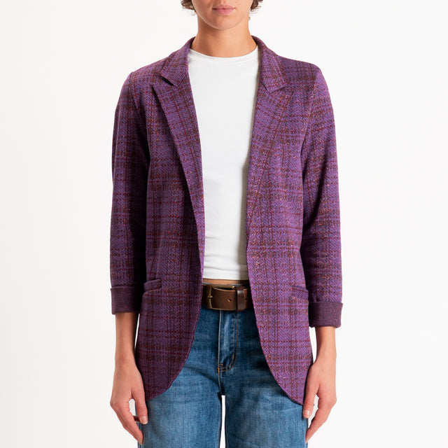 Zeroassoluto-Giacca JIN elasticizzata - check lurex glicine/vino/moro