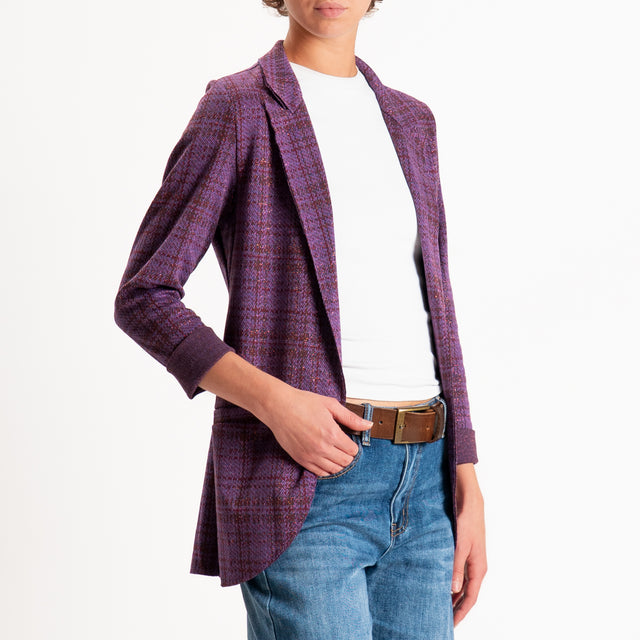 Zeroassoluto-Giacca JIN elasticizzata - check lurex glicine/vino/moro