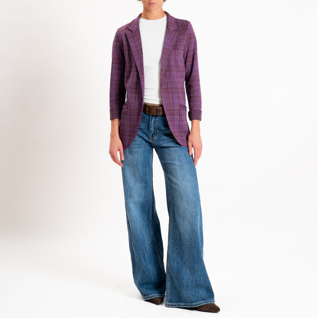 Zeroassoluto-Giacca JIN elasticizzata - check lurex glicine/vino/moro