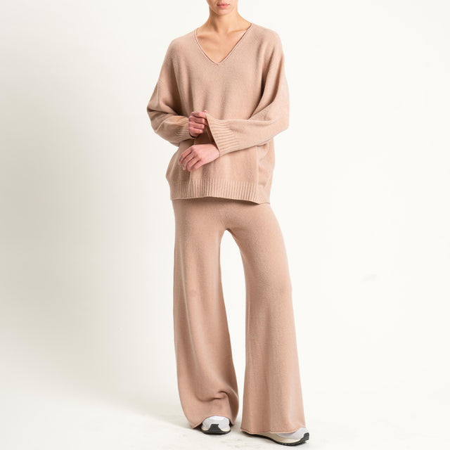 Kontatto-Pantalone in maglia con coulisse (QS) - brick