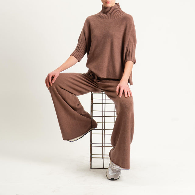 Kontatto-Pantalone in maglia con coulisse (QS) - nocciola