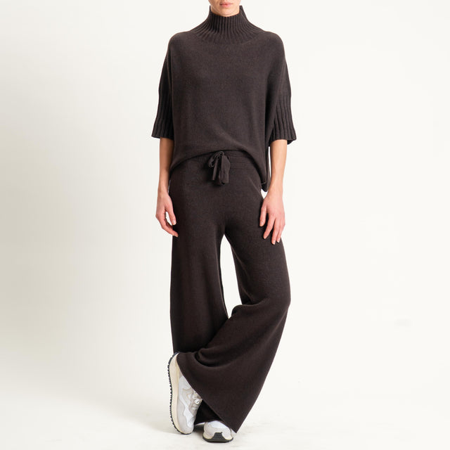 Kontatto-Pantalone in maglia con coulisse (QS) - moro