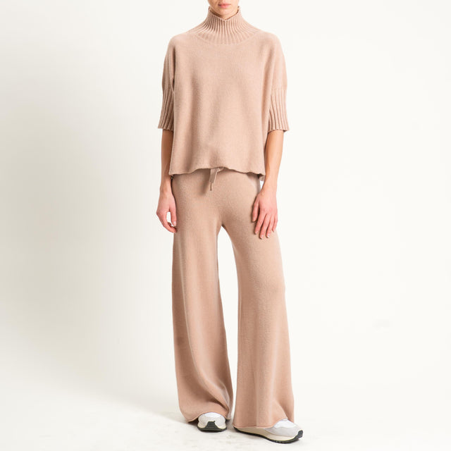 Kontatto-Pantalone in maglia con coulisse (QS) - brick
