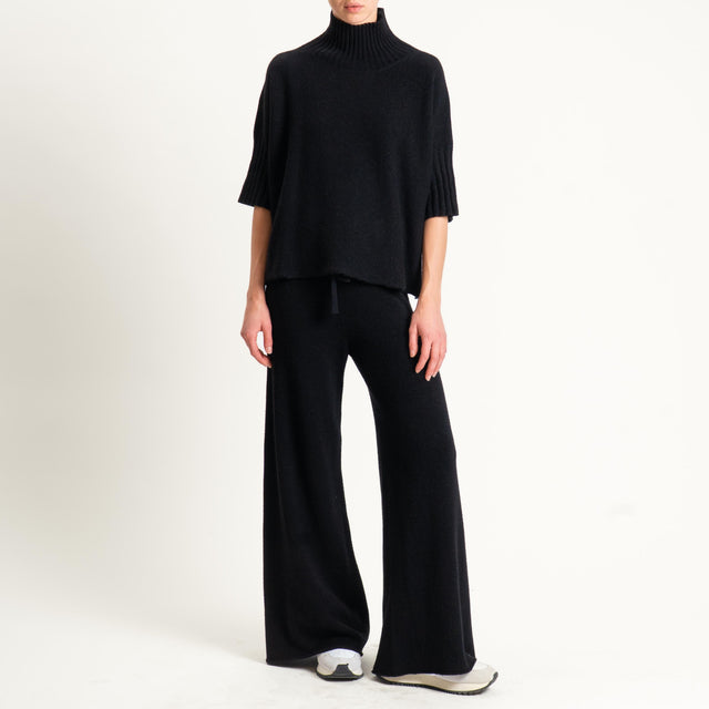 Kontatto-Pantalone in maglia con coulisse (QS) - nero