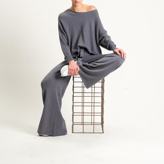 Kontatto-Pantalone in maglia con coulisse (QS) - lavagna