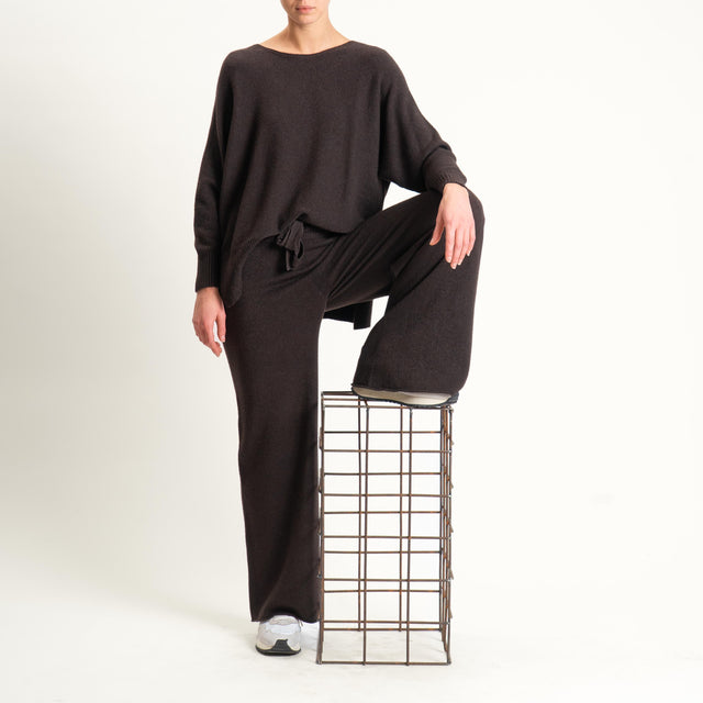 Kontatto-Pantalone in maglia con coulisse (QS) - moro