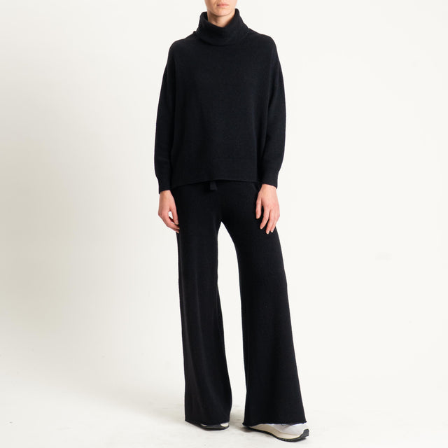 Kontatto-Pantalone in maglia con coulisse (QS) - nero