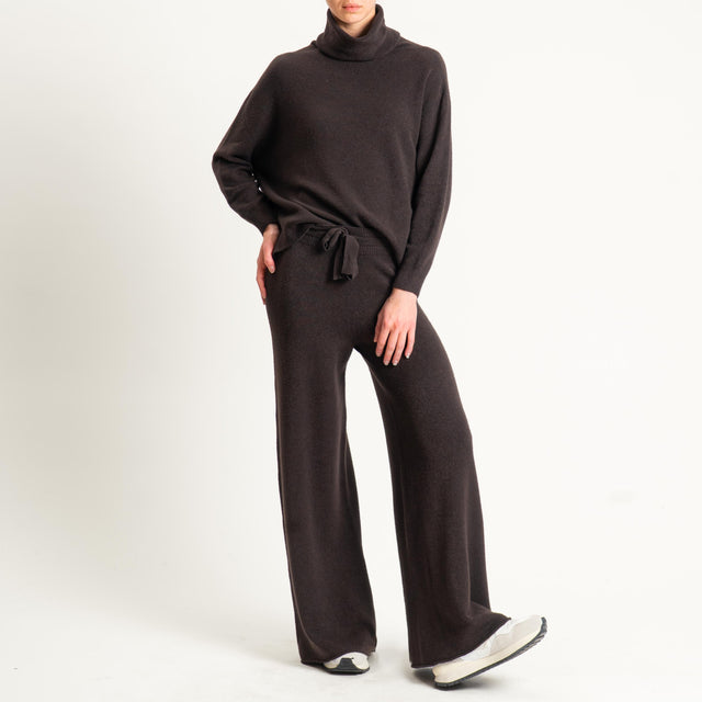 Kontatto-Pantalone in maglia con coulisse (QS) - moro