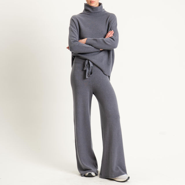 Kontatto-Pantalone in maglia con coulisse (QS) - lavagna