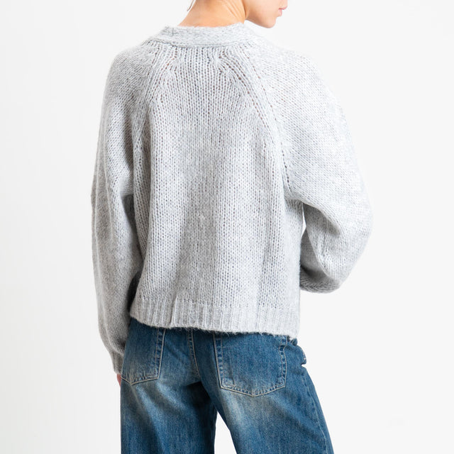 Haveone-Cardigan bottoni gioiello misto lana - perla