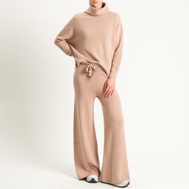 Kontatto-Pantalone in maglia con coulisse (QS) - brick