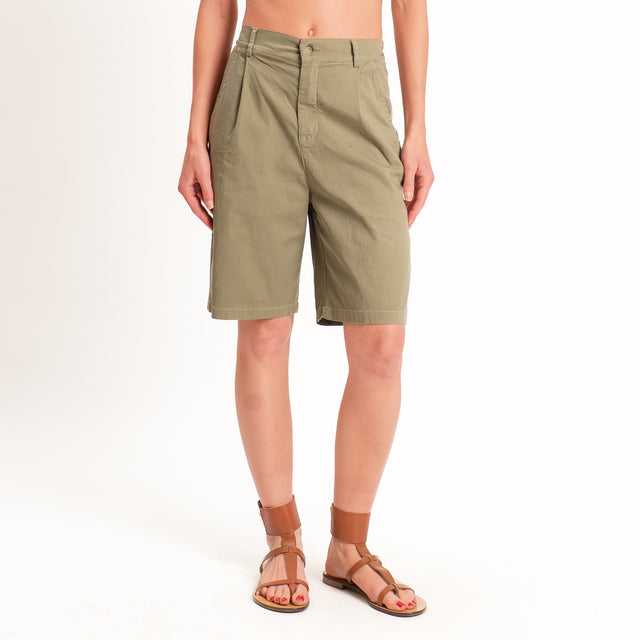 Zeroassoluto-Bermuda LORA cotone elastico dietro - kaki