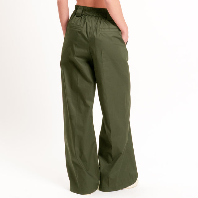 Tensione in-Pantalone popeline wide leg - militare