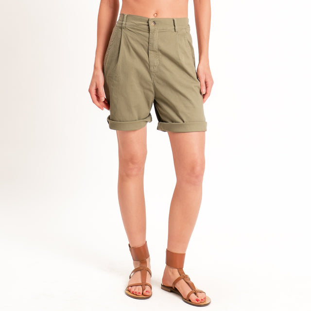 Zeroassoluto-Bermuda LORA cotone elastico dietro - kaki