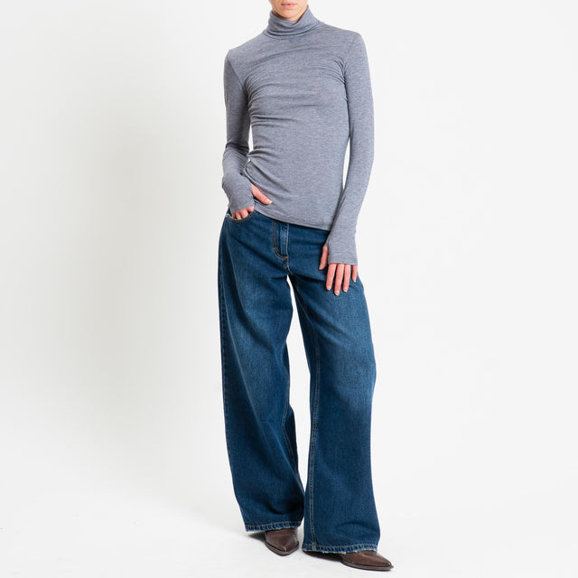 Vicolo-Maglia collo alto LANA/MODAL - grigio melange