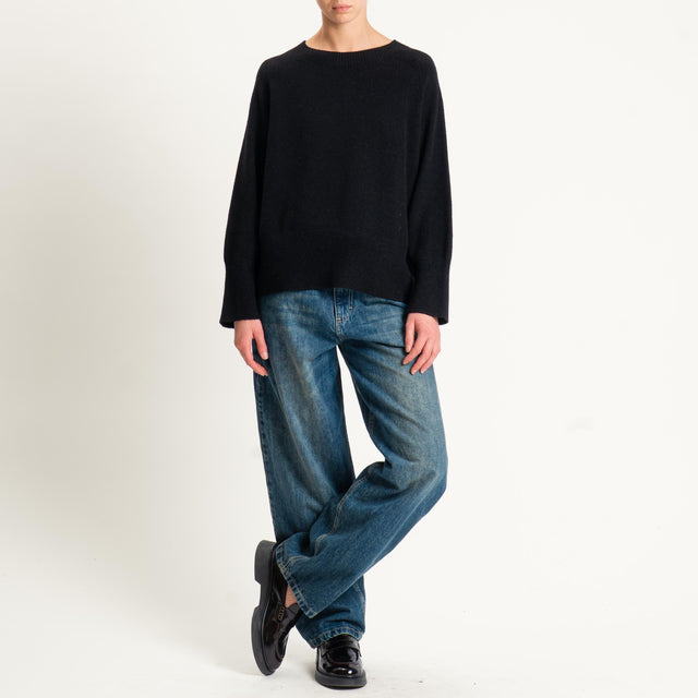 Kontatto-Maglia a scatola girocollo (QS) - nero