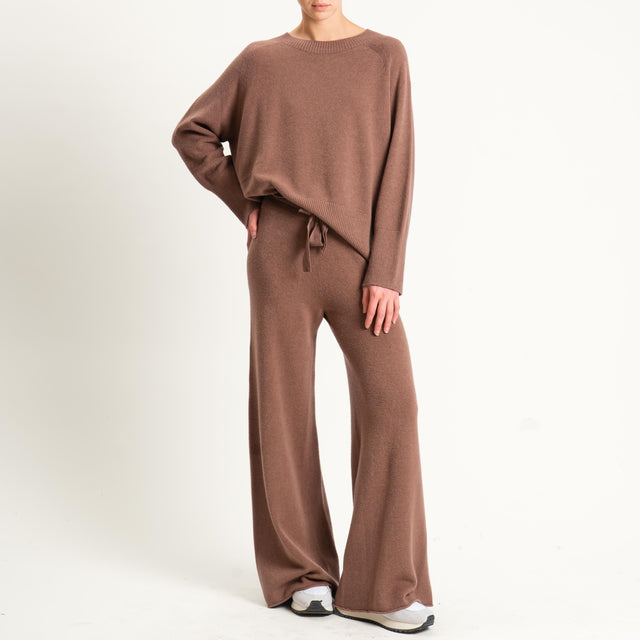 Kontatto-Pantalone in maglia con coulisse (QS) - nocciola