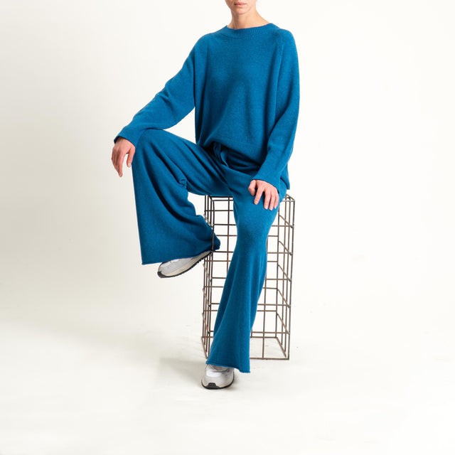 Kontatto-Pantalone in maglia con coulisse (QS) - ottanio
