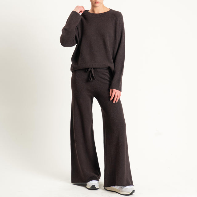 Kontatto-Pantalone in maglia con coulisse (QS) - moro
