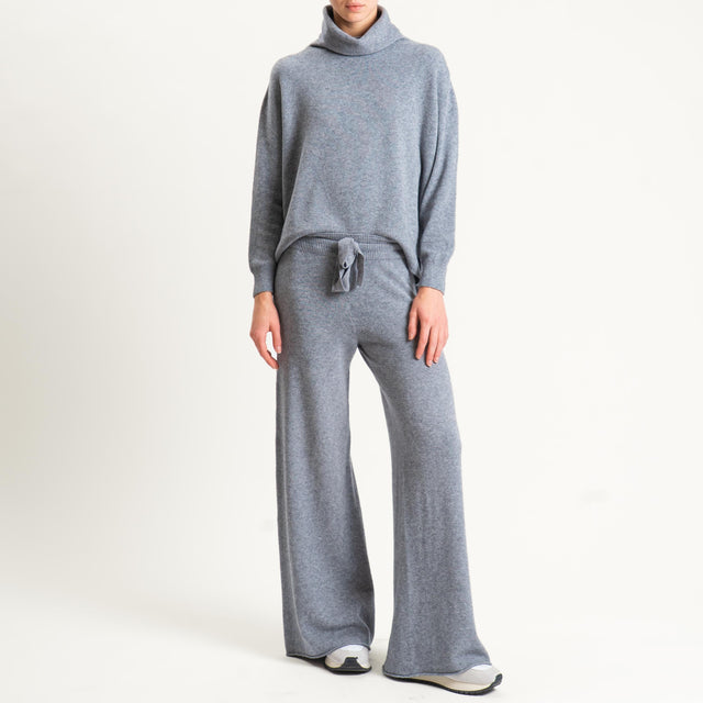 Kontatto-Pantalone in maglia con coulisse (QS) - grigio melange