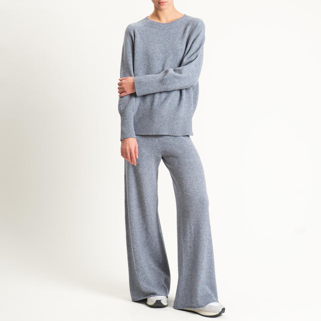 Kontatto-Pantalone in maglia con coulisse (QS) - grigio melange