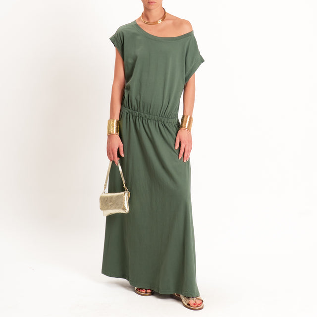 Zeroassoluto-Abito AURA scollo barca in jersey - militare