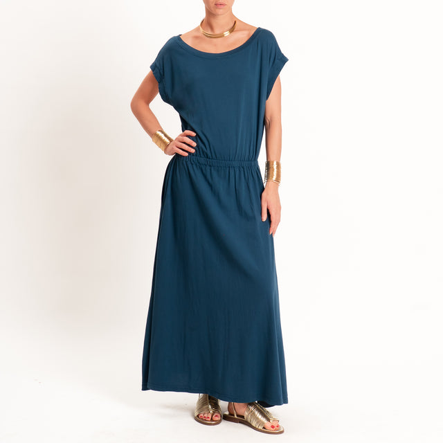 Zeroassoluto-Abito AURA scollo barca in jersey - blu